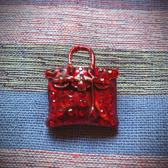 Ruby red purse brooch - Picture 1 of 7